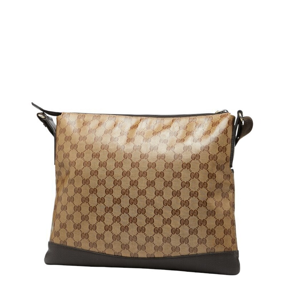 Gucci GG Leather Bag Crossbody Beige Brown Cream Crystal Brown Cream